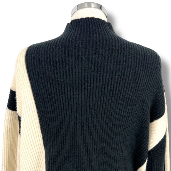 Commense Miss Paris Black White Colorblock Ribbed Knit Sweater Size Small - Picture 8 of 16
